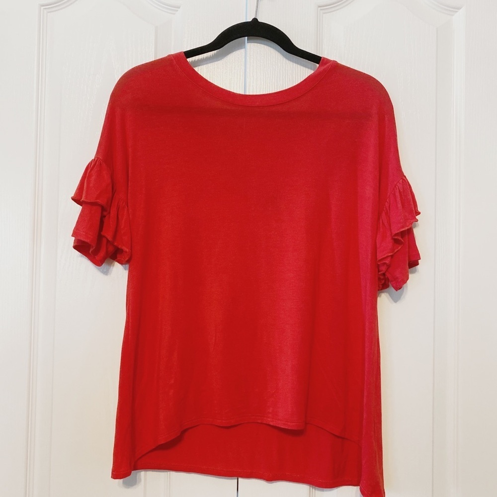 Chelsea Woman’s Ruffle Sleeves Rayon Size XXS Red